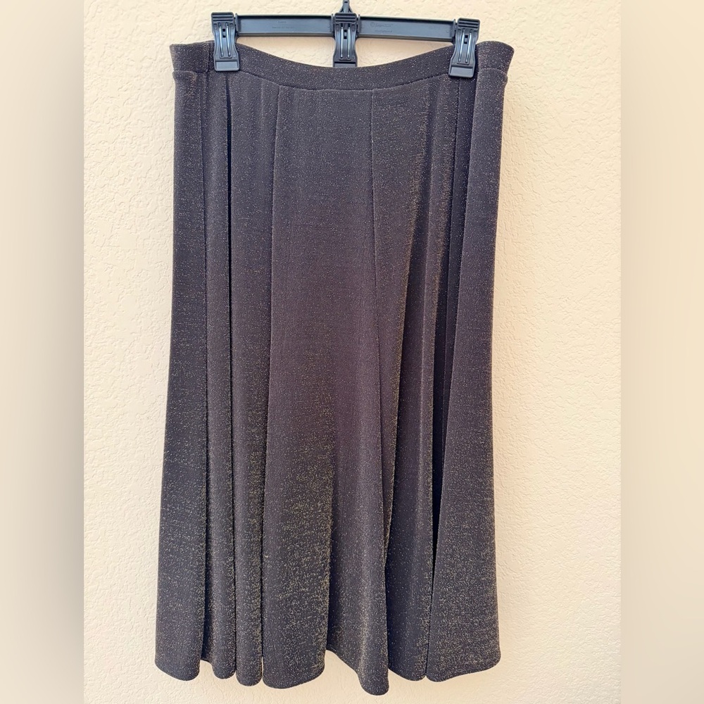 Chico's Black Metallic Maxi Skirt with Subtle Shimmer